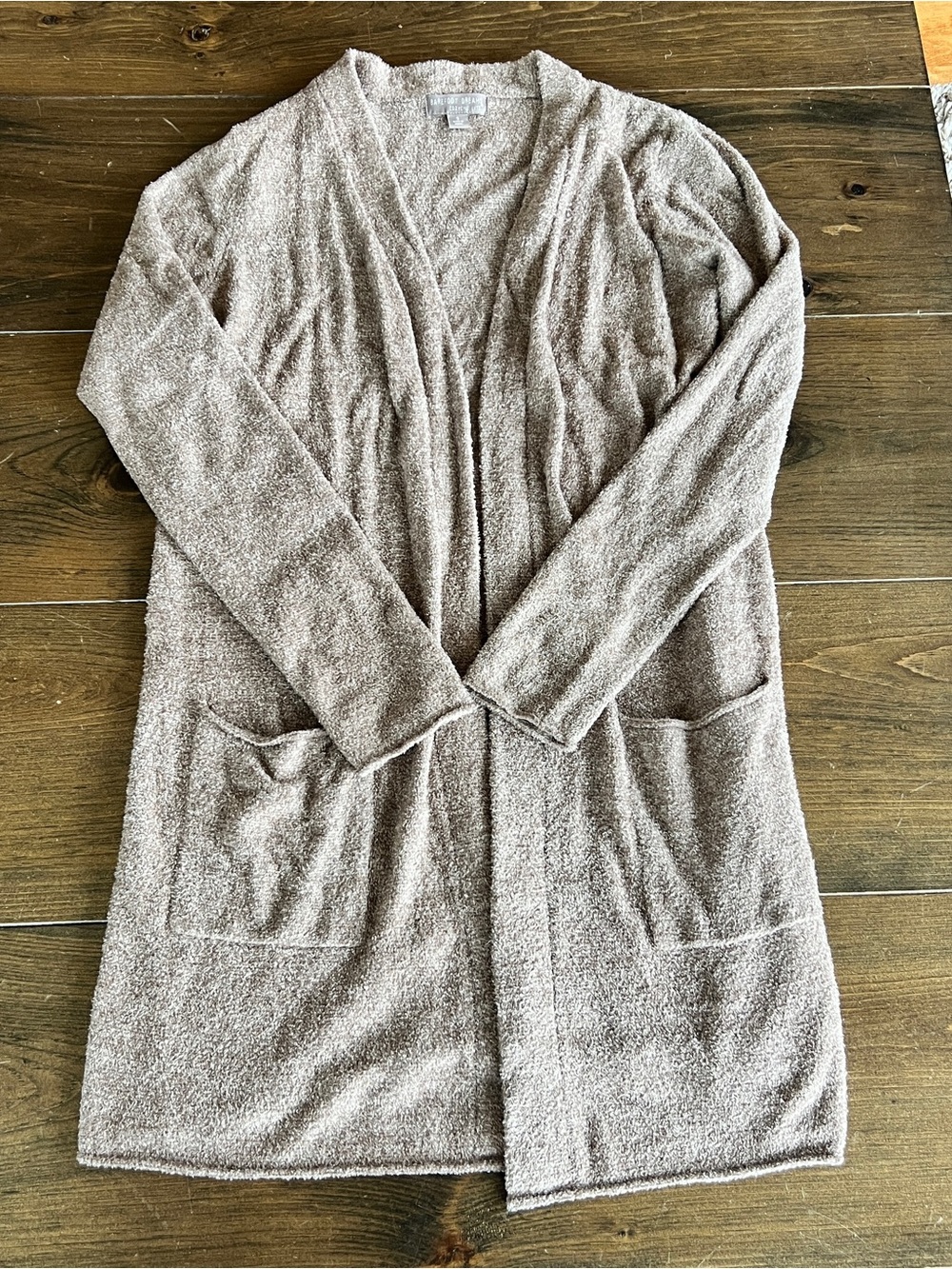 Barefoot Dreams CozyChic Lite Open-Front Taupe Cardigan-size small